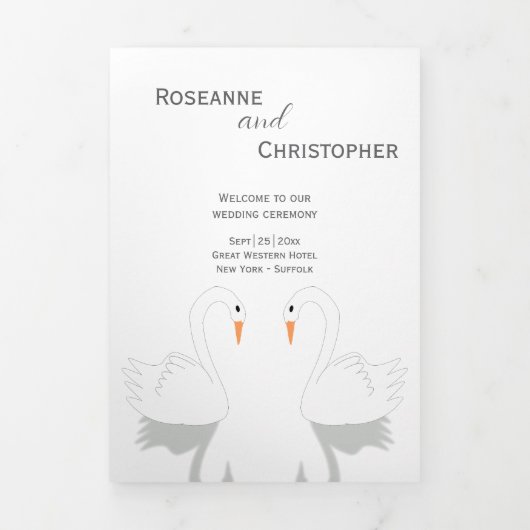 Swans Design Wedding Program Drieluik Programma (Cover)
