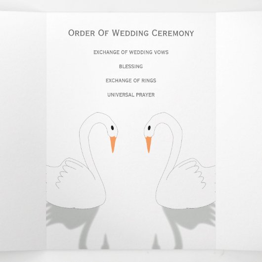 Swans Design Wedding Program Drieluik Programma (Binnenkant midden)