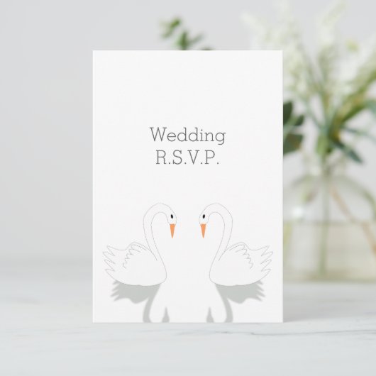 Swans Design Wedding RSVP Kaartje (Staand voorkant)