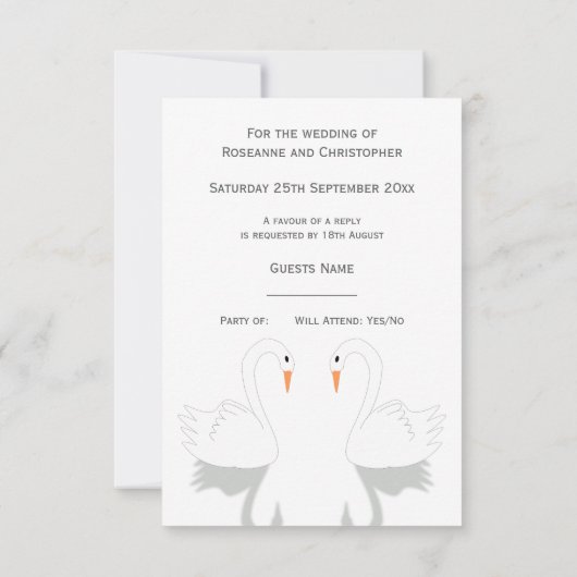 Swans Design Wedding RSVP Kaartje (Achterkant)