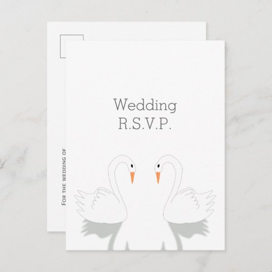 Swans Design Wedding RSVP Uitnodiging Briefkaart (Voorkant / Achterkant)
