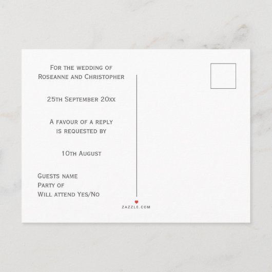 Swans Design Wedding RSVP Uitnodiging Briefkaart (Achterkant)