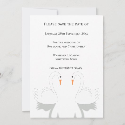 Swans Design Wedding Save The Date (Achterkant)