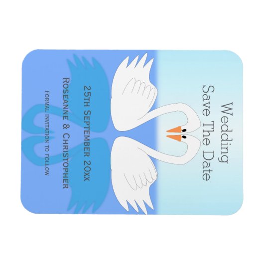 Swans Design Wedding Sla de datum op Magneet (Horizontaal)