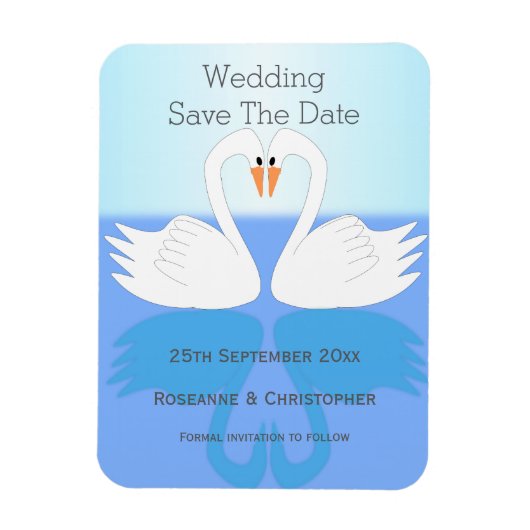 Swans Design Wedding Sla de datum op Magneet (Verticaal)