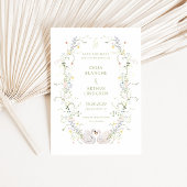 Swans Floral Frame Monogram Wedding  Save The Date