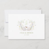 Swans Floral Monogram Crest Wedding Bedankkaart (Voorkant)