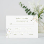 Swans Floral Monogram Crest Wedding RSVP Kaartje (Staand voorkant)