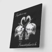 Swans in de liefdesklok van wilde dieren vierkante klok (Hoek)