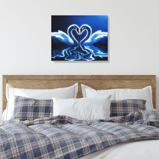 Swans in Love Wrapped Canvas (Insitu (Slaapkamer))