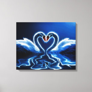 Swans in Love Wrapped Canvas Afdruk