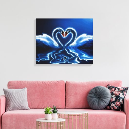 Swans in Love Wrapped Canvas Afdruk (Insitu (Woonkamer))