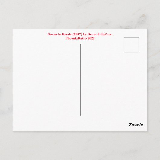 Swans in Reeds (1907) door Bruno Liljefors Briefkaart (Achterkant)