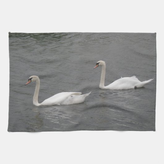 SWans op de Kitchen Towel Theedoek (Horizontaal)