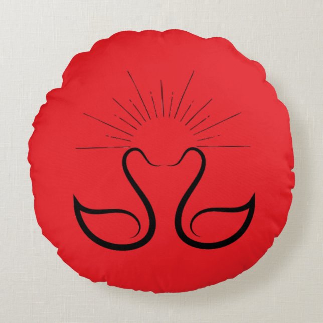 Swans Round Pillow Rond Kussen (Voorkant)