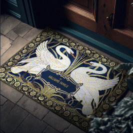 Swans Rush en Iris Art Deco Gold Decor Deurmat