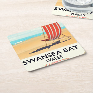 Swansea Bay Wales Seaside poster Kartonnen Onderzetters