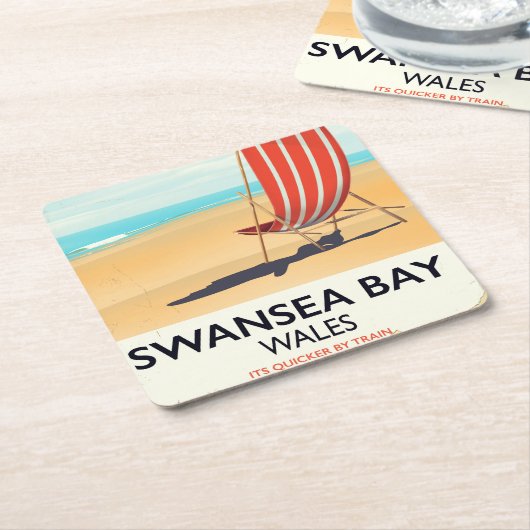 Swansea Bay Wales Seaside poster Kartonnen Onderzetters (Schuin)