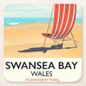 Swansea Bay Wales Seaside poster Kartonnen Onderzetters (Voorkant)