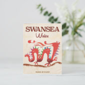 Swansea Wales Dragon poster Briefkaart (Staand voorkant)