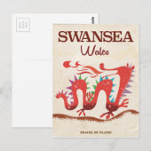 Swansea Wales Dragon poster Briefkaart (Voorkant / Achterkant)