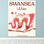 Swansea Wales Dragon poster Canvas Afdruk (Insitu (Houten vloer))