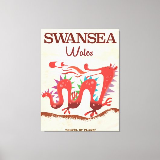 Swansea Wales Dragon poster Canvas Afdruk (Voorkant)