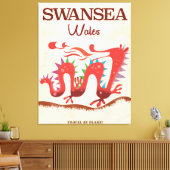 Swansea Wales Dragon poster Canvas Afdruk (Insitu (Woonkamer))