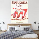 Swansea Wales Dragon poster Canvas Afdruk (Insitu (Slaapkamer))