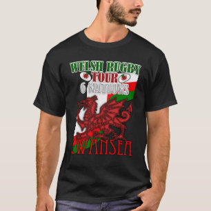 Swansea, Welsh Rugby Tour T Shirt Welsh Dragon