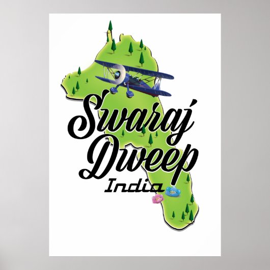 Swaraj Dweep India-kaart Poster (Voorkant)