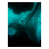 Swarm of the Deep – Diver & Fish School Ocean Perfect Poster (Voorkant)