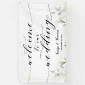 Swash Calligraphy Greenery Welcome to our Wedding Spandoek (Verticaal)