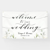 Swash Calligraphy Greenery Welcome to our Wedding Spandoek (Horizontaal)
