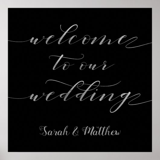 Swash Calligraphy Silver Welcome to our Wedding Poster (Voorkant)