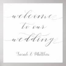 Swash Calligraphy Silver Welcome to our Wedding