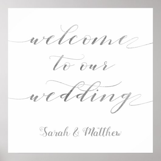 Swash Calligraphy Silver Welcome to our Wedding Poster (Voorkant)