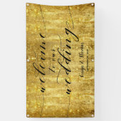 Swash Calligraphy Sparkling Gold Welcome Wedding Spandoek (Verticaal)