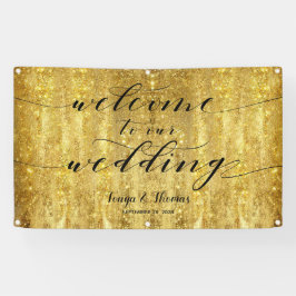 Swash Calligraphy Sparkling Gold Welcome Wedding Spandoek