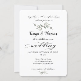 Swash Font Calligraphy Wedding Black White Kaart