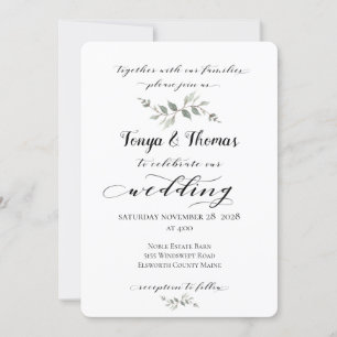 Swash Font Calligraphy Wedding Black White Kaart