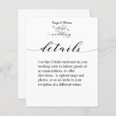 Swash Font Calligraphy Wedding Details Enclosure (Voorkant / Achterkant)