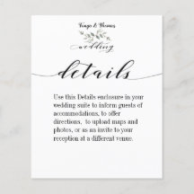 Swash Font Calligraphy Wedding Details Enclosure