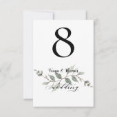 Swash Font Calligraphy Wedding Table Number Kaart (Voorkant)