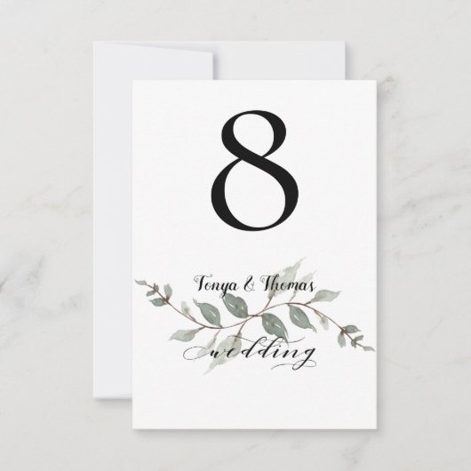 Swash Font Calligraphy Wedding Table Number Kaart (Voorkant)