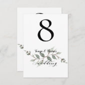 Swash Font Calligraphy Wedding Table Number Kaart (Voorkant / Achterkant)