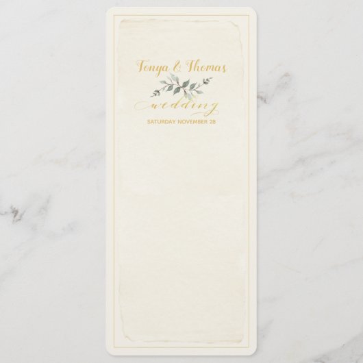 Swash Font Gold Calligraphy Writing Rustic Wedding Menu (Achterkant)