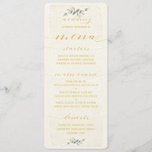 Swash Font Gold Calligraphy Writing Rustic Wedding Menu