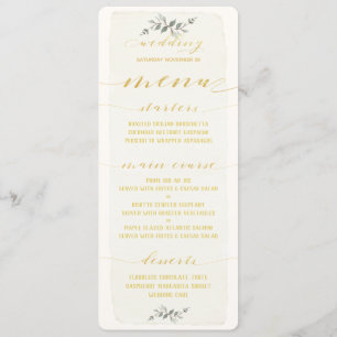 Swash Font Gold Calligraphy Writing Rustic Wedding Menu
