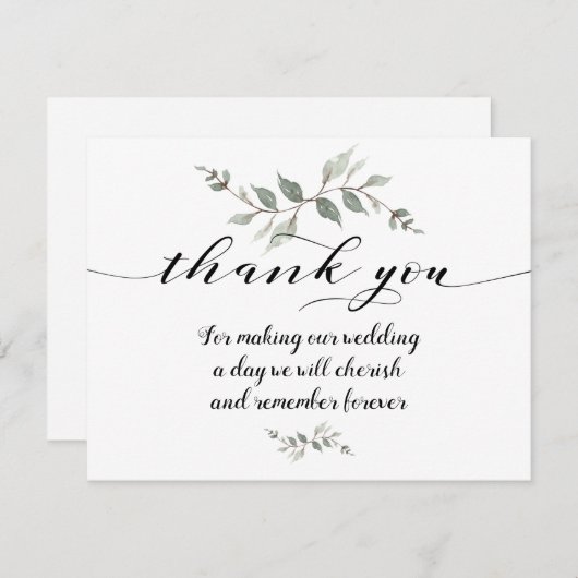 Swash Font Kalligrafie Bruiloft Dank u Kaart (Voorkant / Achterkant)